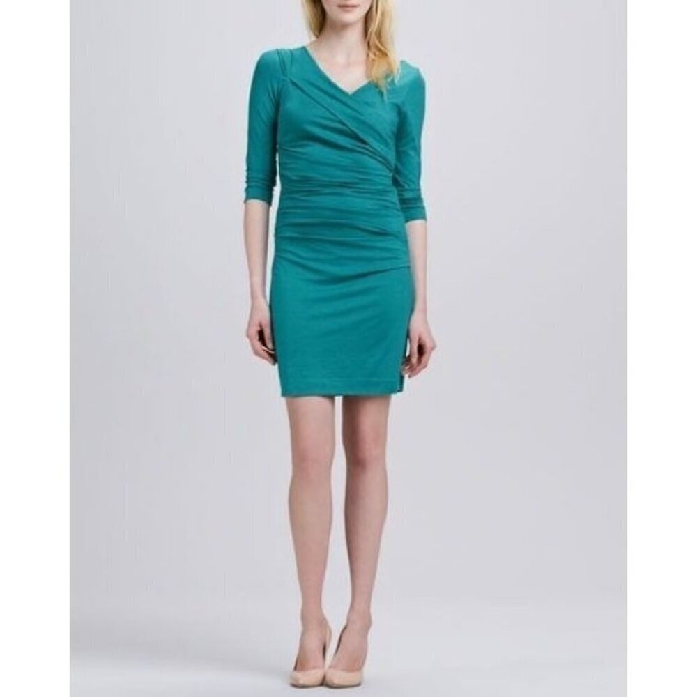 diane von furstenberg bentley short three quarters dress in teal size M